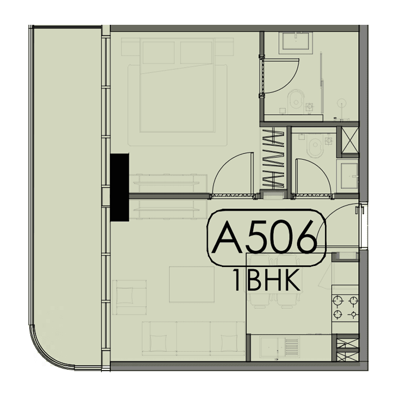1 Bedroom floor plan