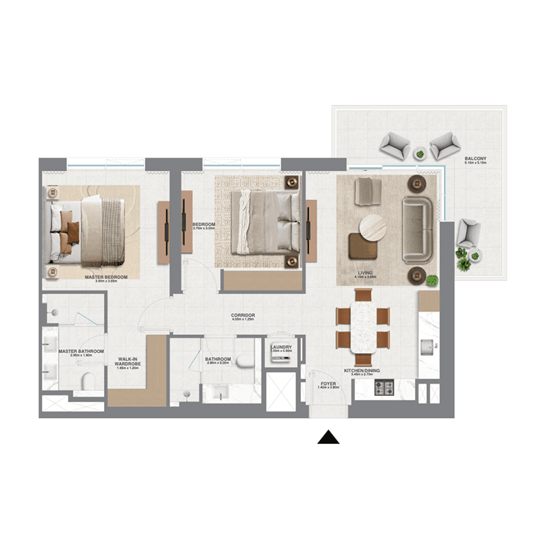 2 Bedrooms floor plan