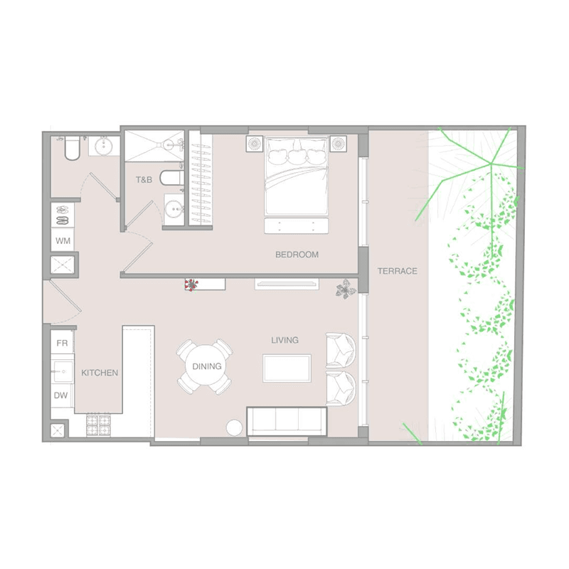 1 Bedroom floor plan