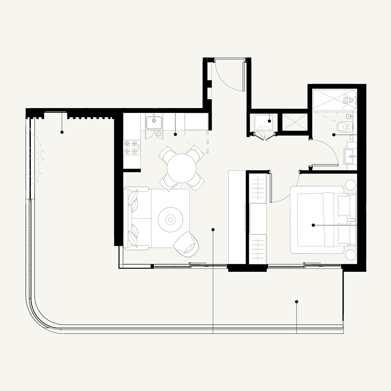 1 Bedroom floor plan