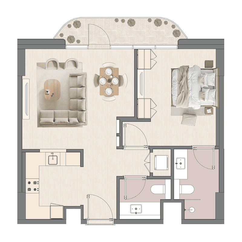 1 Bedroom floor plan