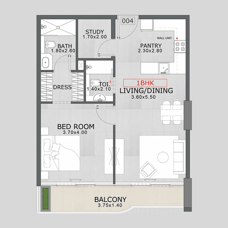 1 Bedroom floor plan