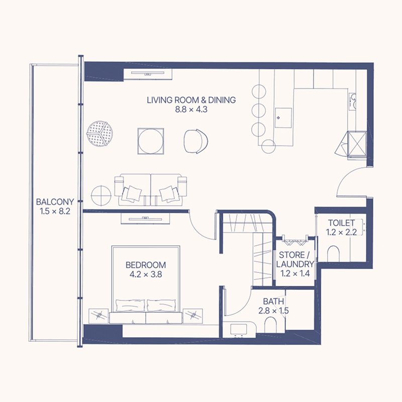 1 Bedroom floor plan