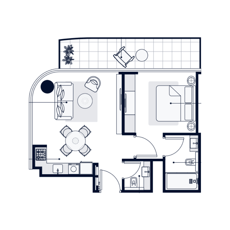 1 Bedroom floor plan