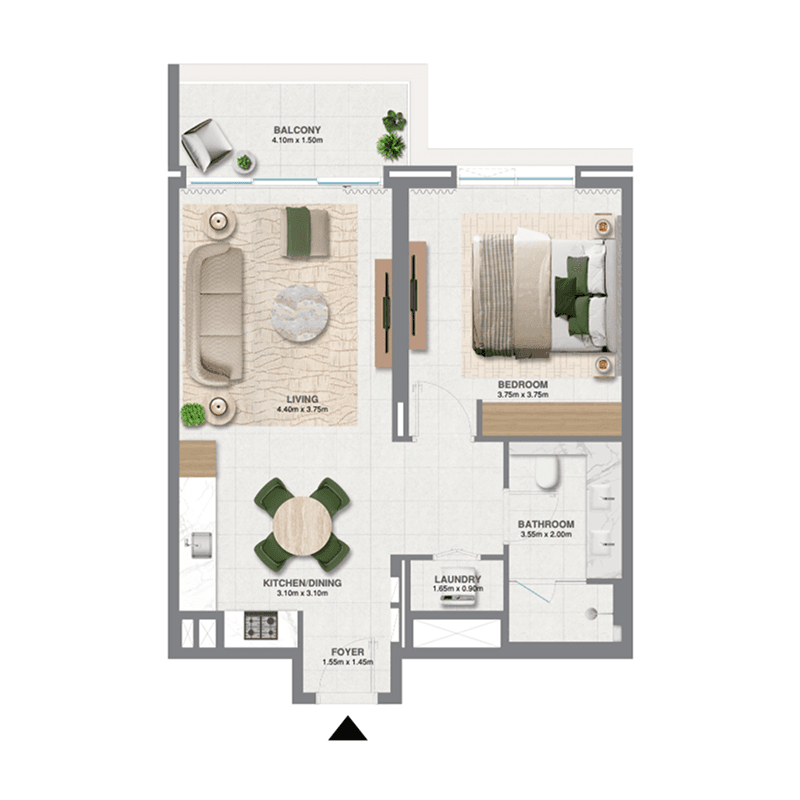 1 Bedroom floor plan