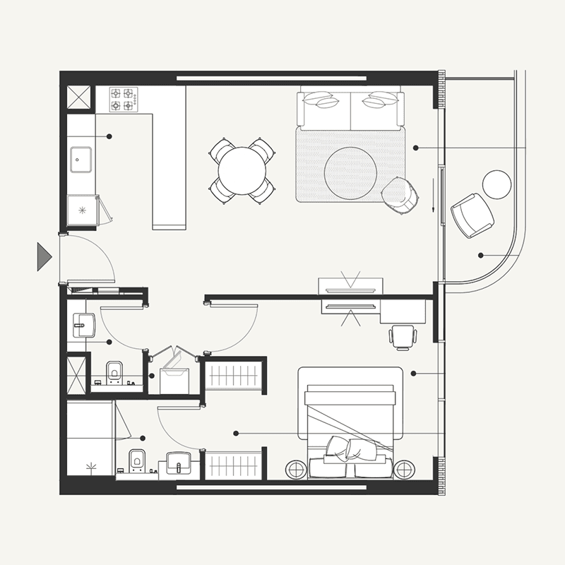 1 Bedroom floor plan