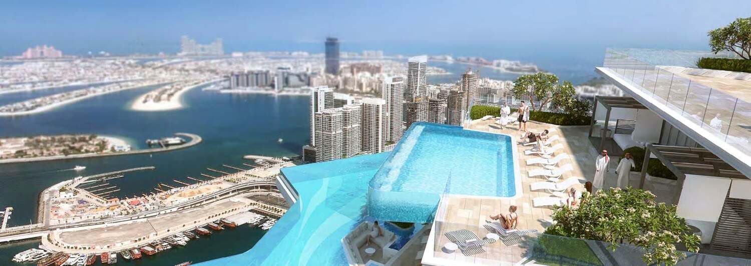 Waterfront property rooftop infinity pool 
