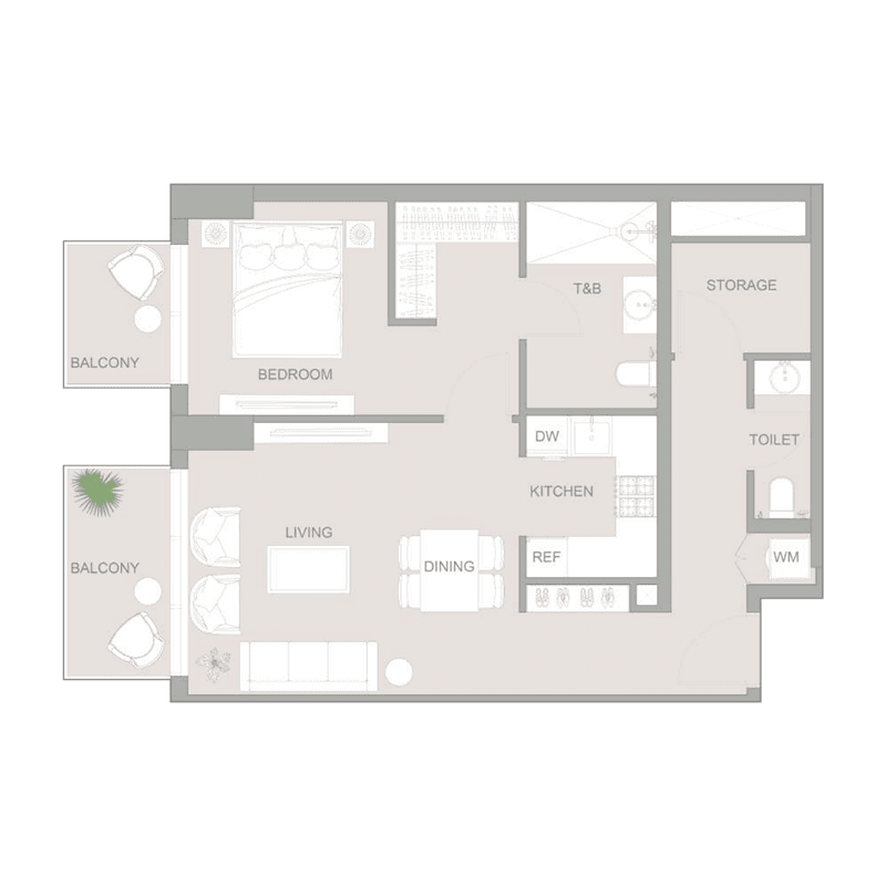 1 Bedroom floor plan