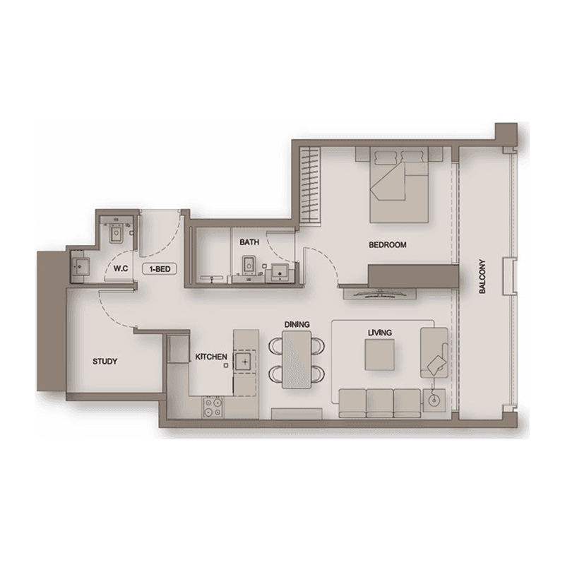1 Bedroom floor plan