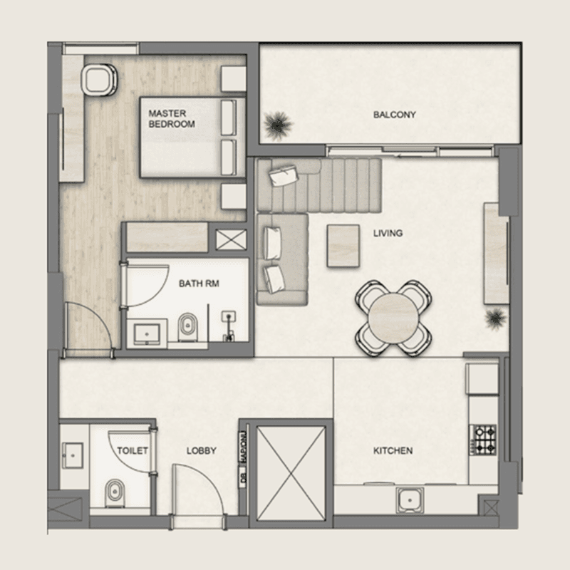 1 Bedroom floor plan