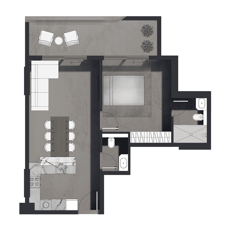 1 Bedroom floor plan