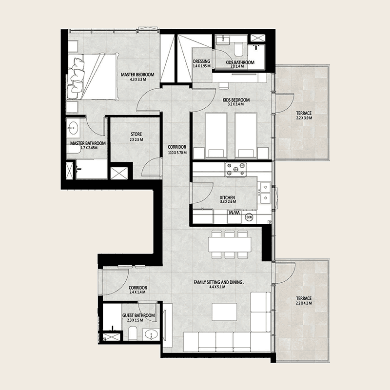 5 Bedrooms floor plan