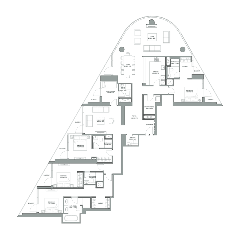 4 Bedrooms floor plan