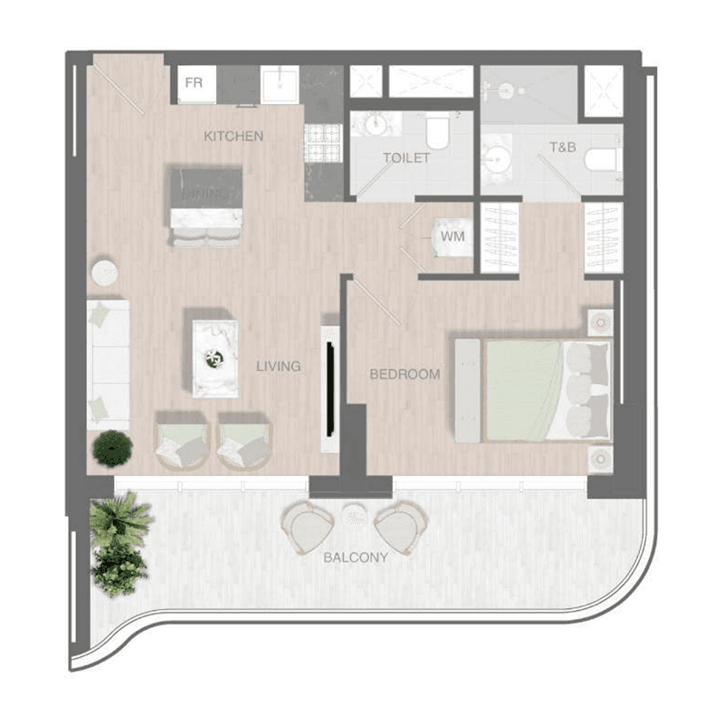 1 Bedroom floor plan