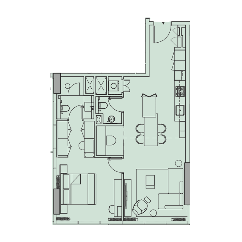 1 Bedroom floor plan