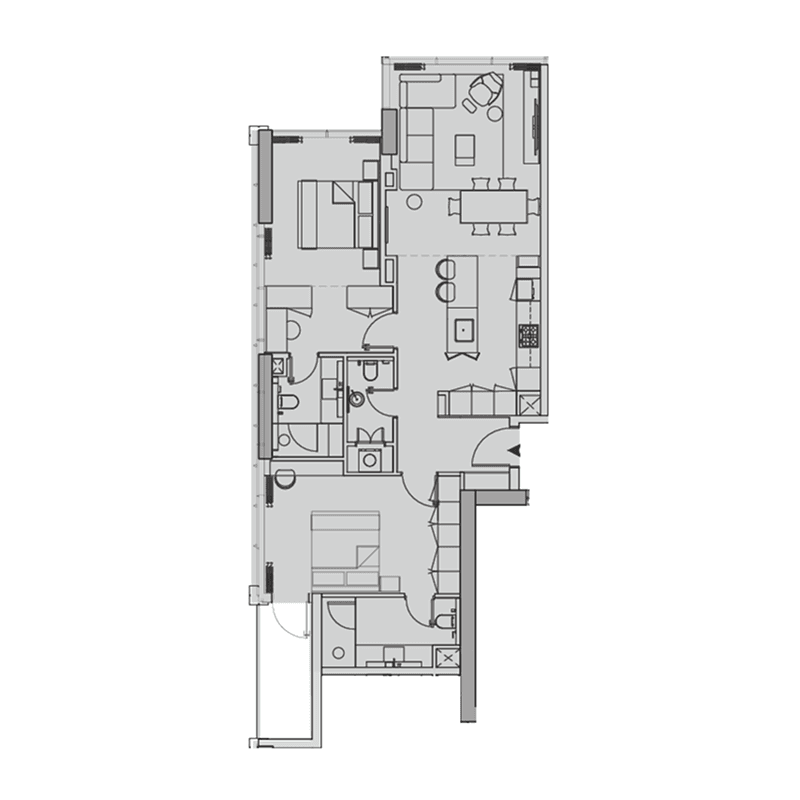 2 Bedrooms floor plan