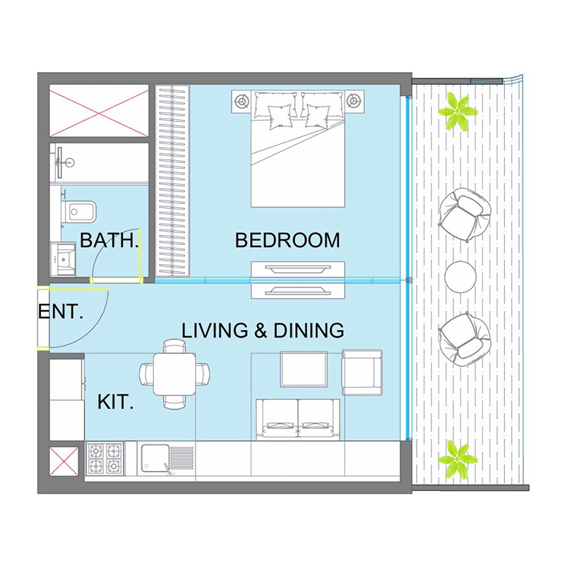 1 Bedroom floor plan