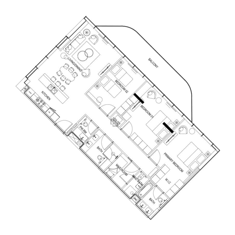 3 Bedrooms floor plan