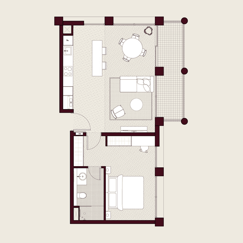 1 Bedroom floor plan