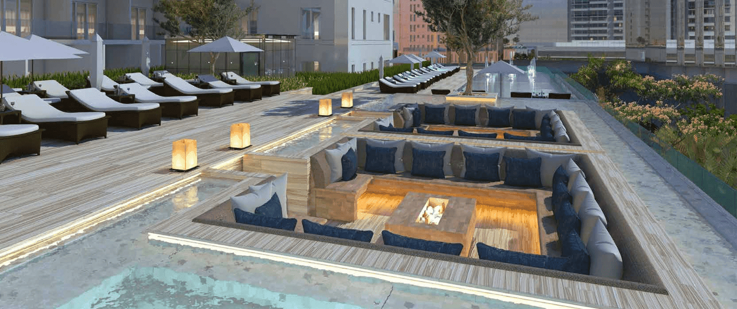 Luxurious swimming pool for adults with children’s pool