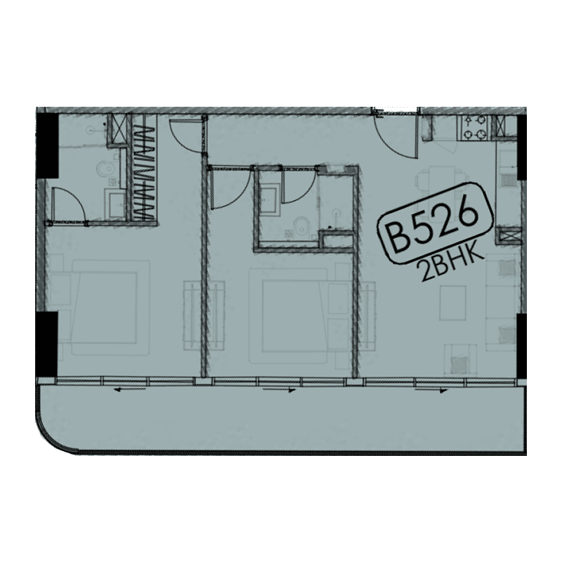 2 Bedrooms floor plan