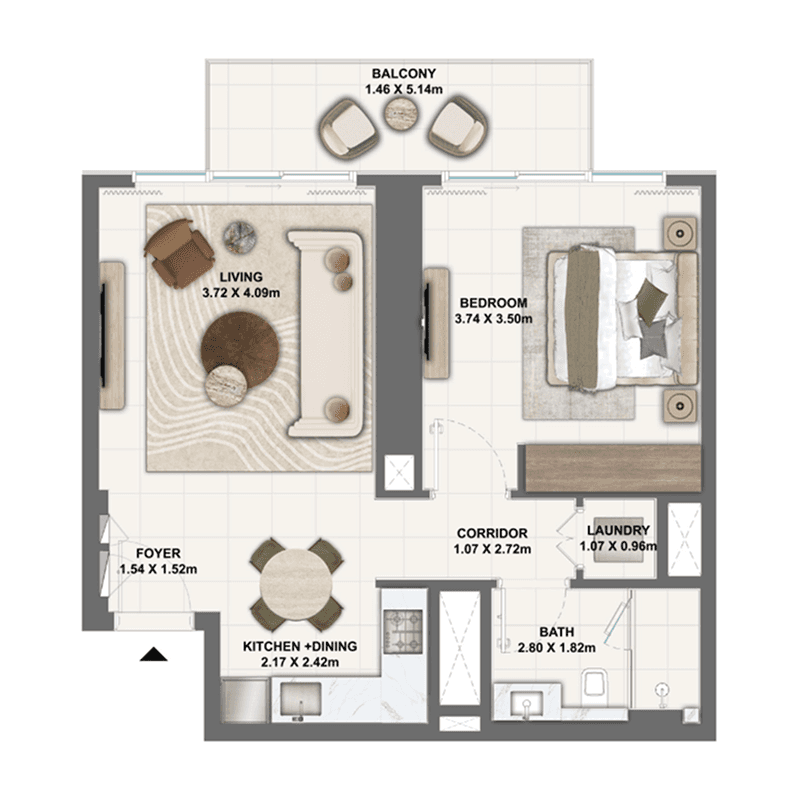 1 Bedroom floor plan