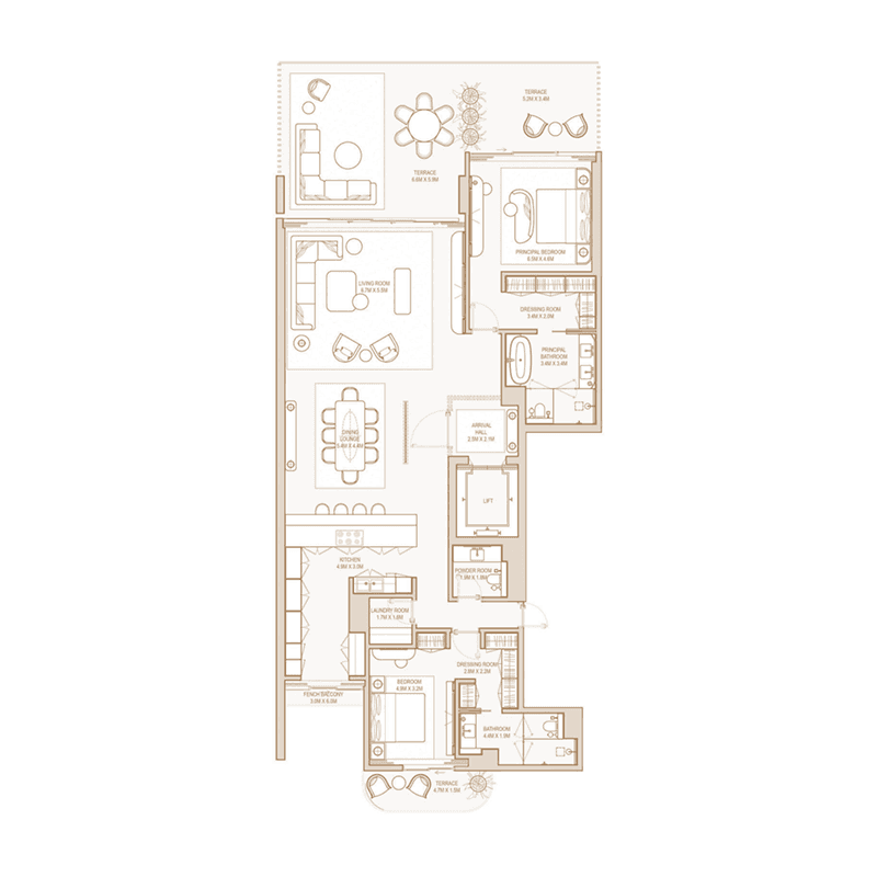 2 Bedrooms floor plan