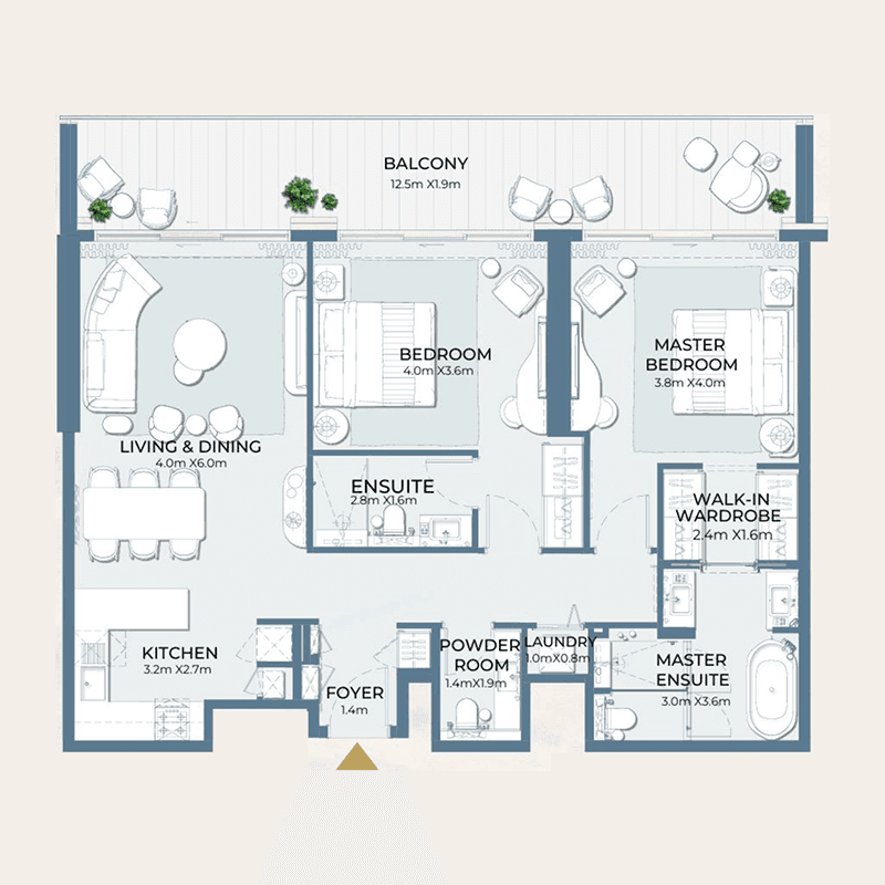 2 Bedrooms floor plan