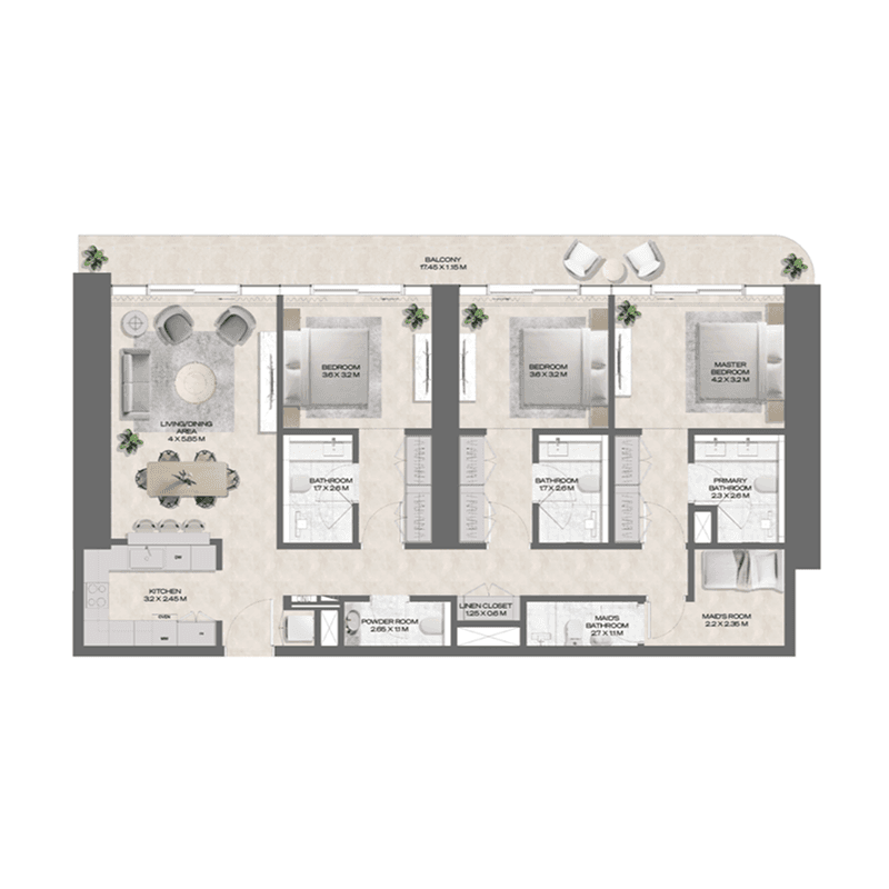 3 Bedrooms floor plan