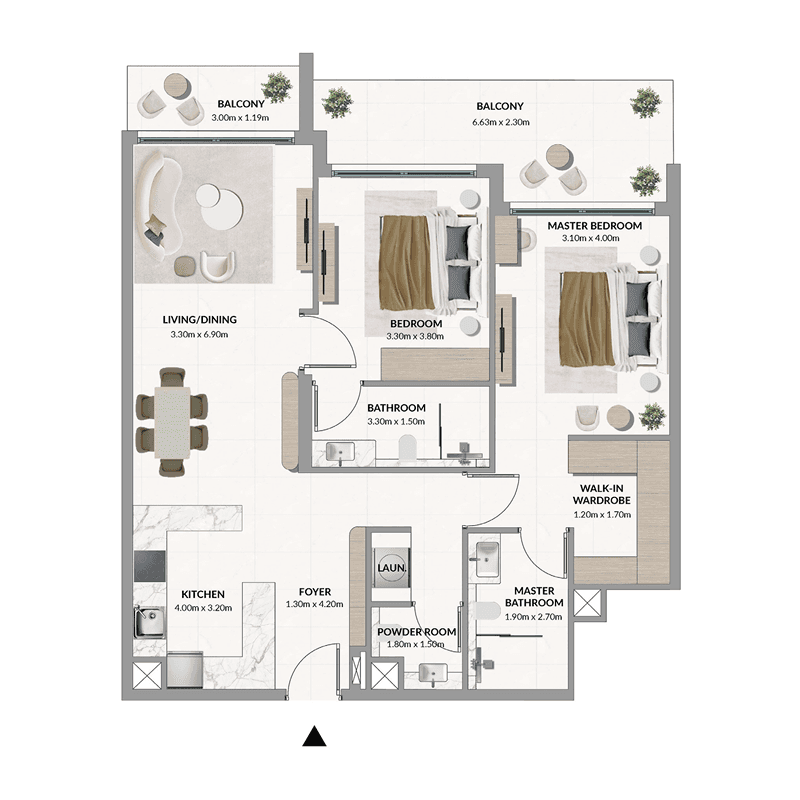2 Bedrooms floor plan