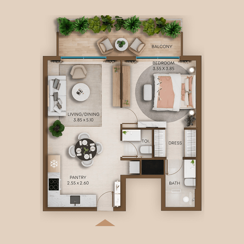 1 Bedroom floor plan