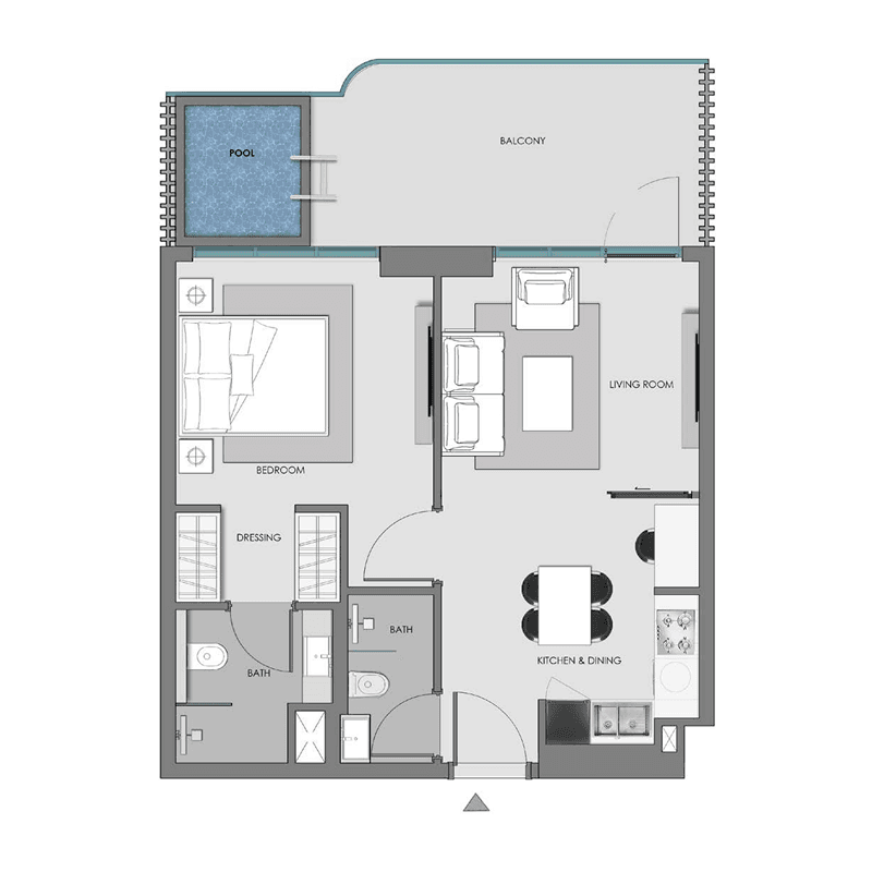 1 Bedroom floor plan