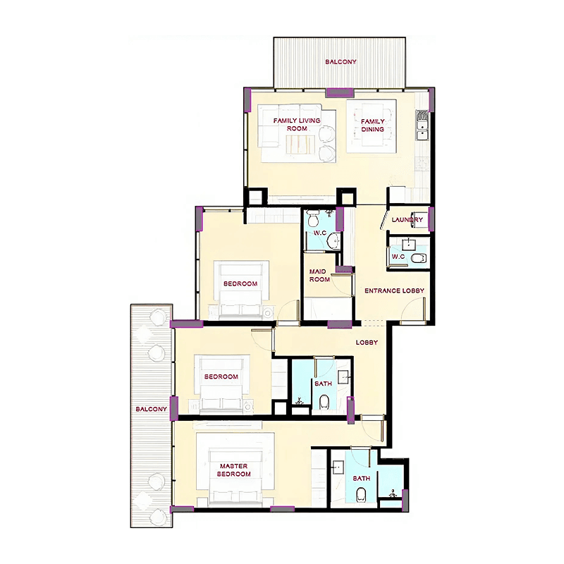3 Bedrooms floor plan