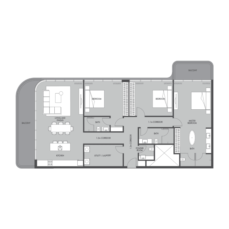 3 Bedrooms floor plan