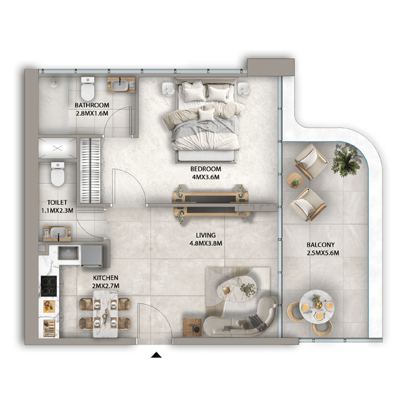 1 Bedroom floor plan