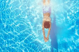 Swimming pool with lounge areas