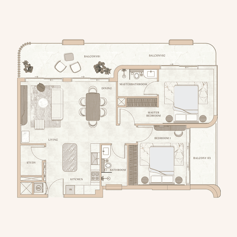 2 Bedrooms floor plan