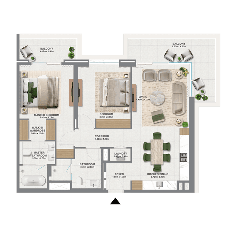 2 Bedrooms floor plan