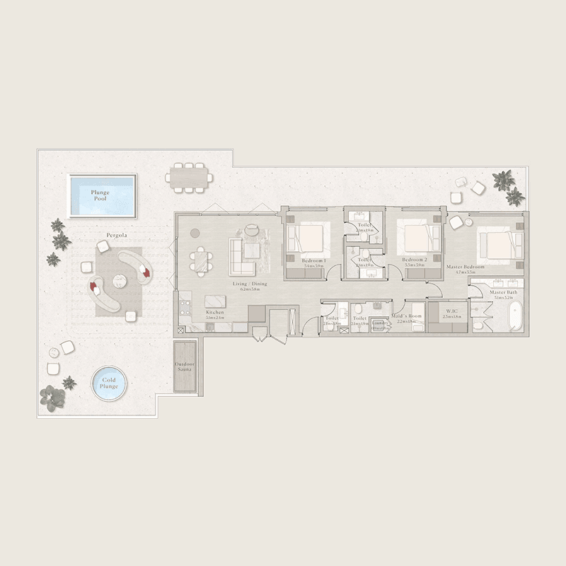 3 Bedrooms floor plan