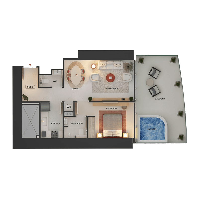 1 Bedroom floor plan