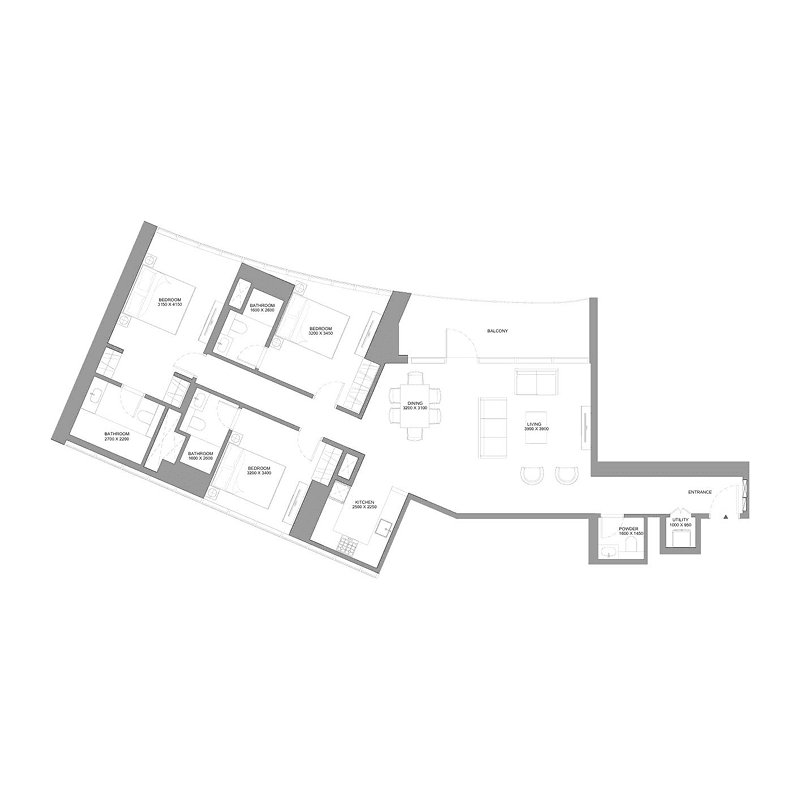 3 Bedrooms floor plan