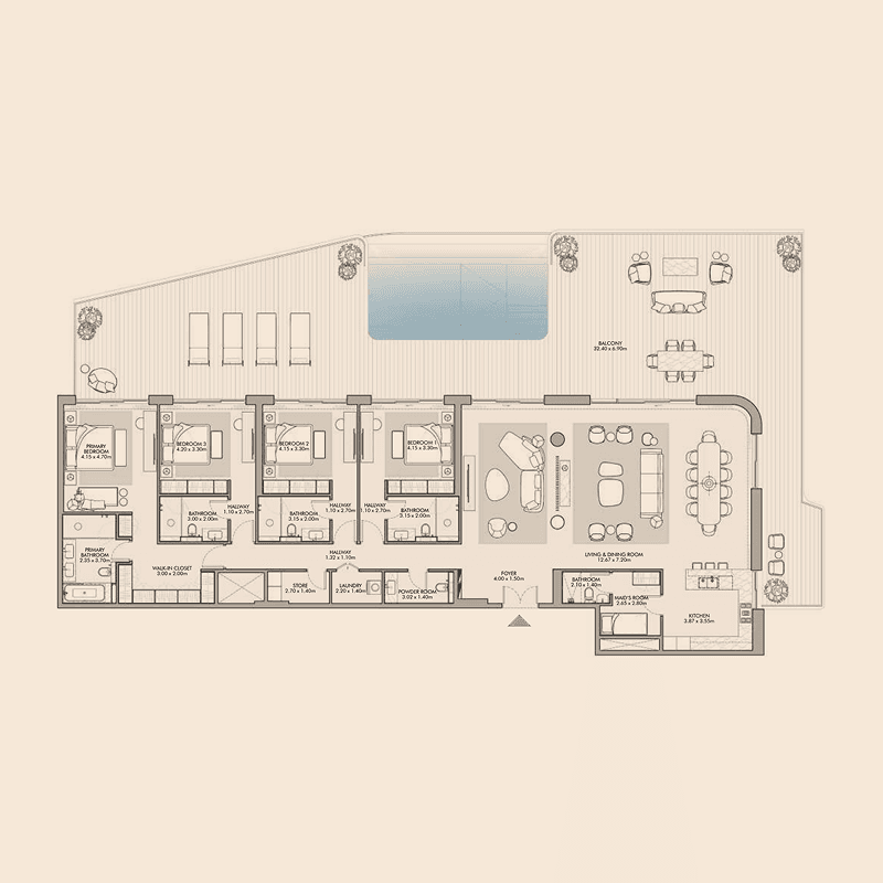 4 Bedrooms floor plan