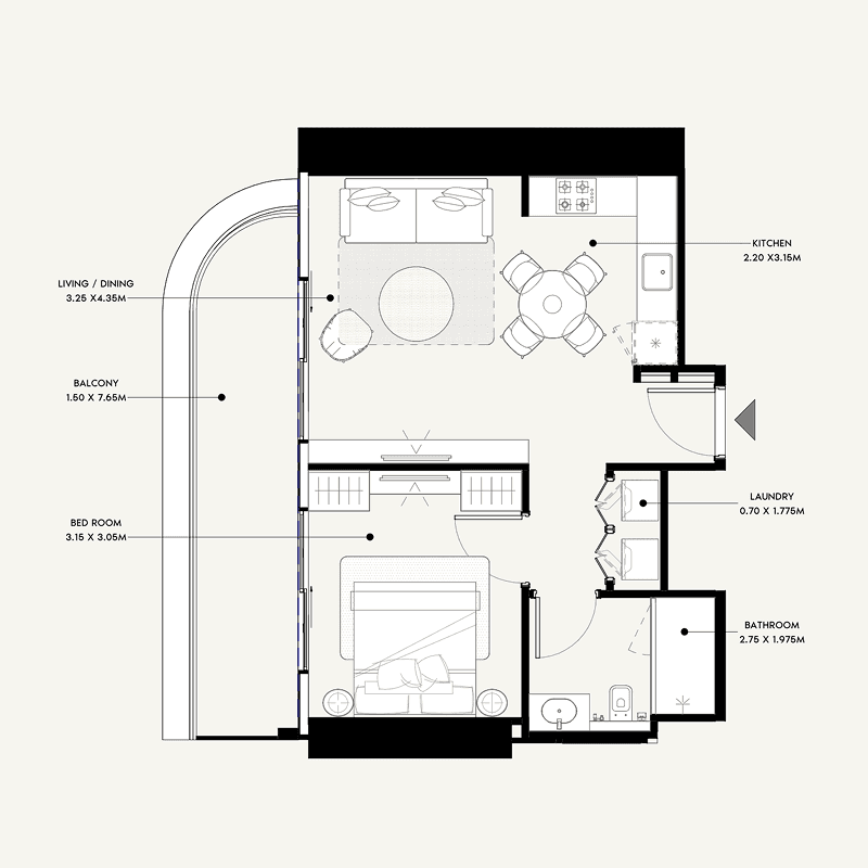 1 Bedroom floor plan