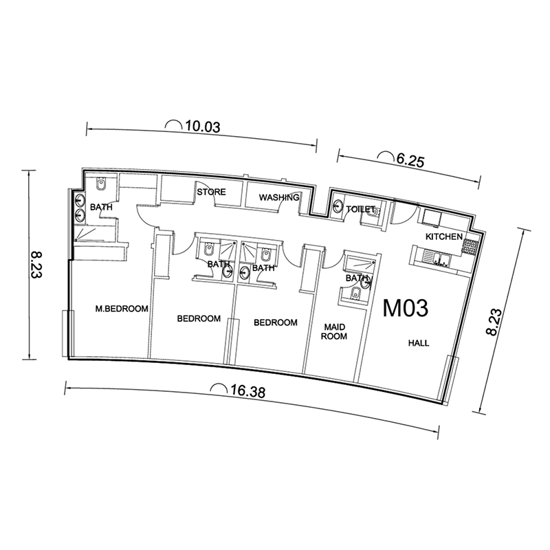 3 Bedrooms floor plan