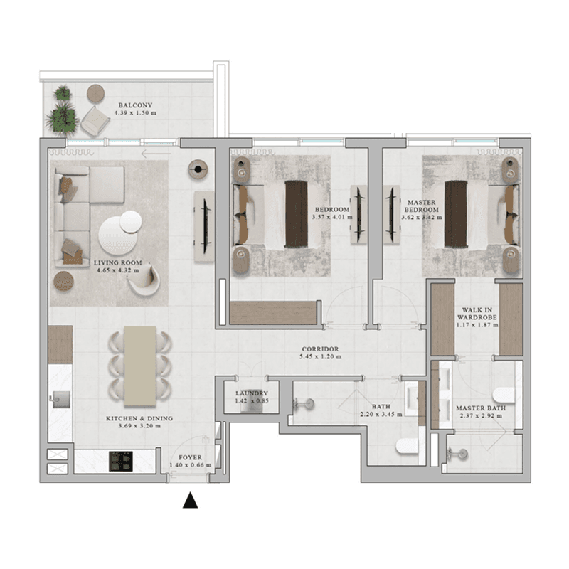 2 Bedrooms floor plan