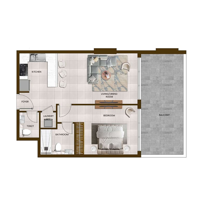 1 Bedroom floor plan