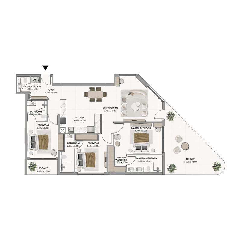 3 Bedrooms floor plan