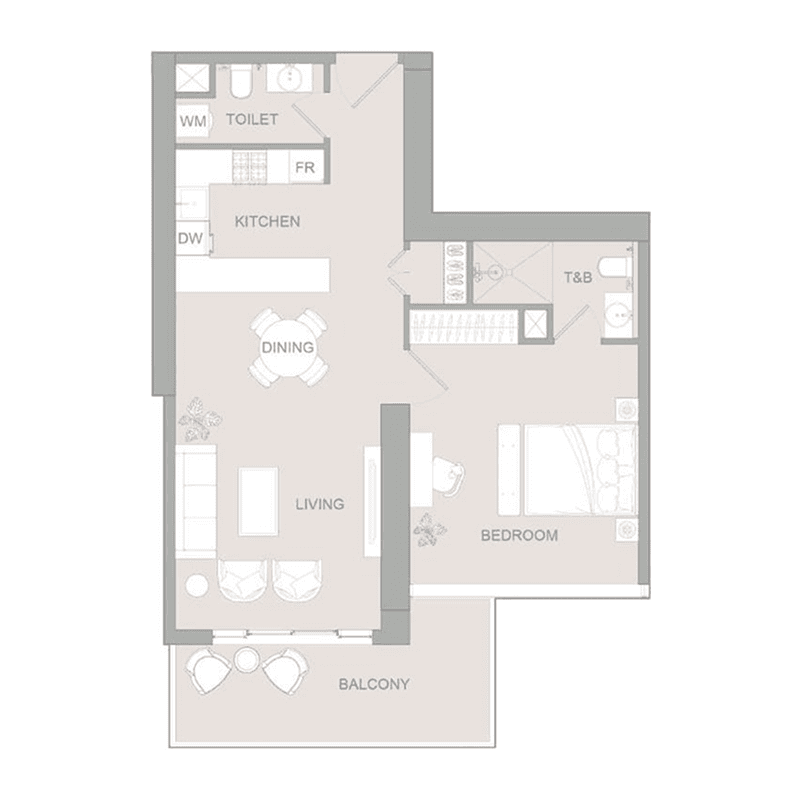 1 Bedroom floor plan