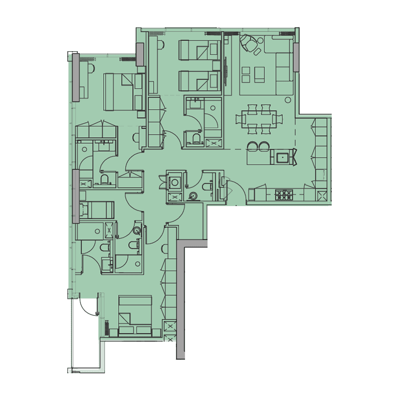 3 Bedrooms floor plan