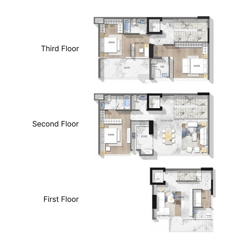3 Bedrooms floor plan